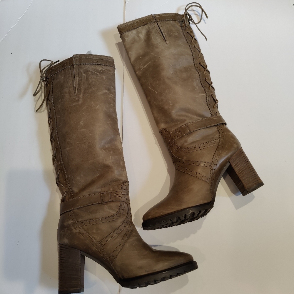 Fabianelli Women's Distressed Leather Knee High Boots